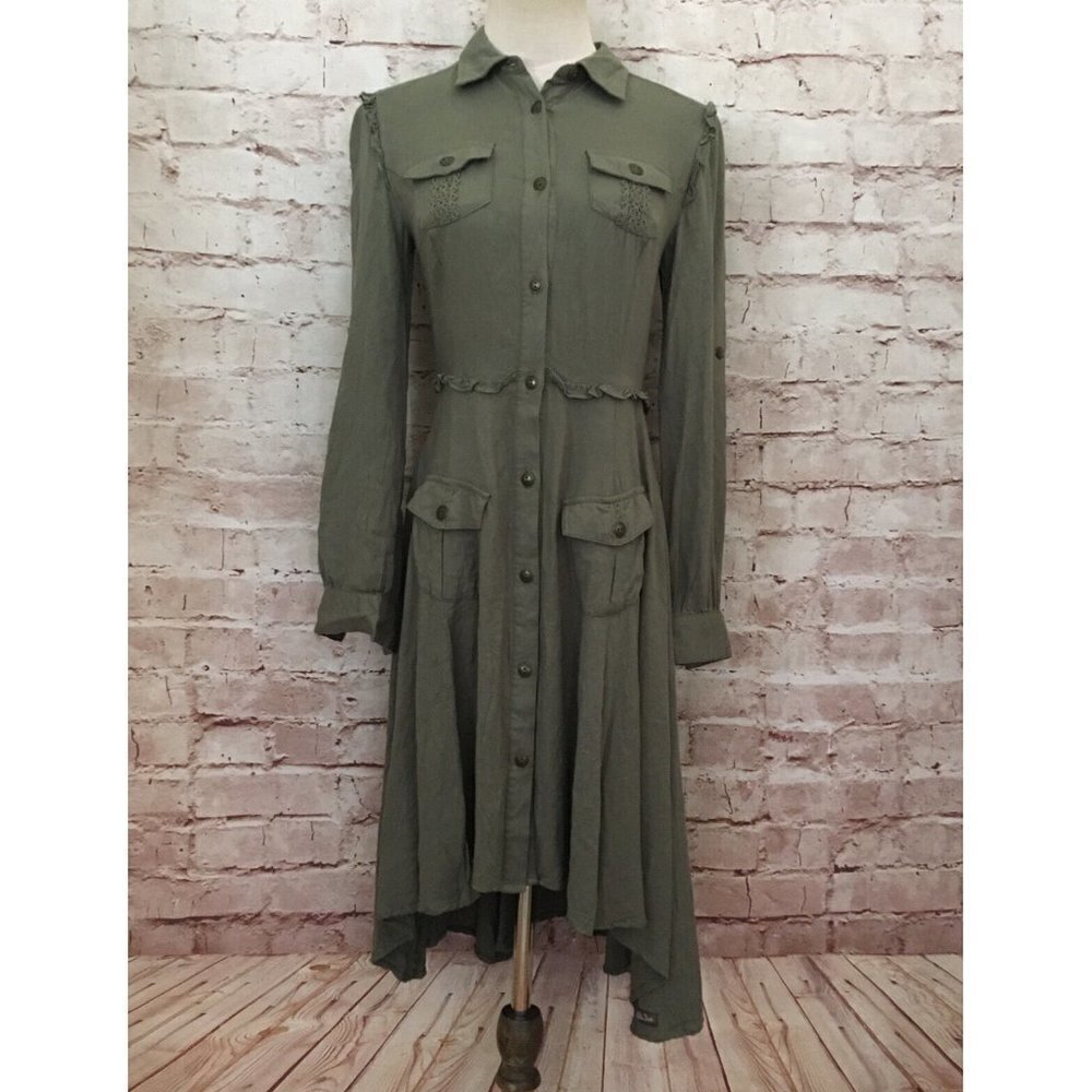 Matilda Jane Womens Once Upon A Time Green Tree Canopy Dress Button Up - Size XS